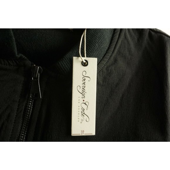 New 109$ Sovereign Code Breeze Men's Medium Black Nylon Full Zip Bomber Jacket - Picture 6 of 12